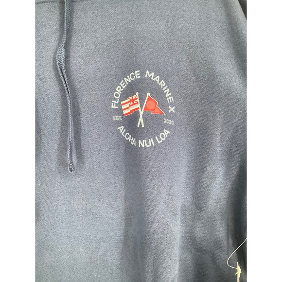 NEW! Florence Marine X Sz XL Nui Loa Hoodie Blue Sweatshirt $85 Organic Repreve - Picture 6 of 12